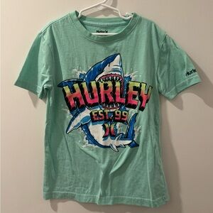 Hurley Boy’s Shark Big Bite Short Sleeve Teal Graphic Tee Size Small